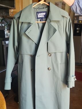 Lands' End Womens Double-Breasted Trench Coat in Sage Green - Never Worn Nwot